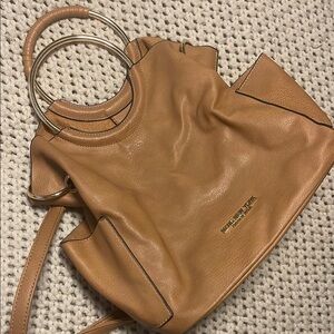 Michael Kors Tan Leather Shoulder Bag with Slouchy Design